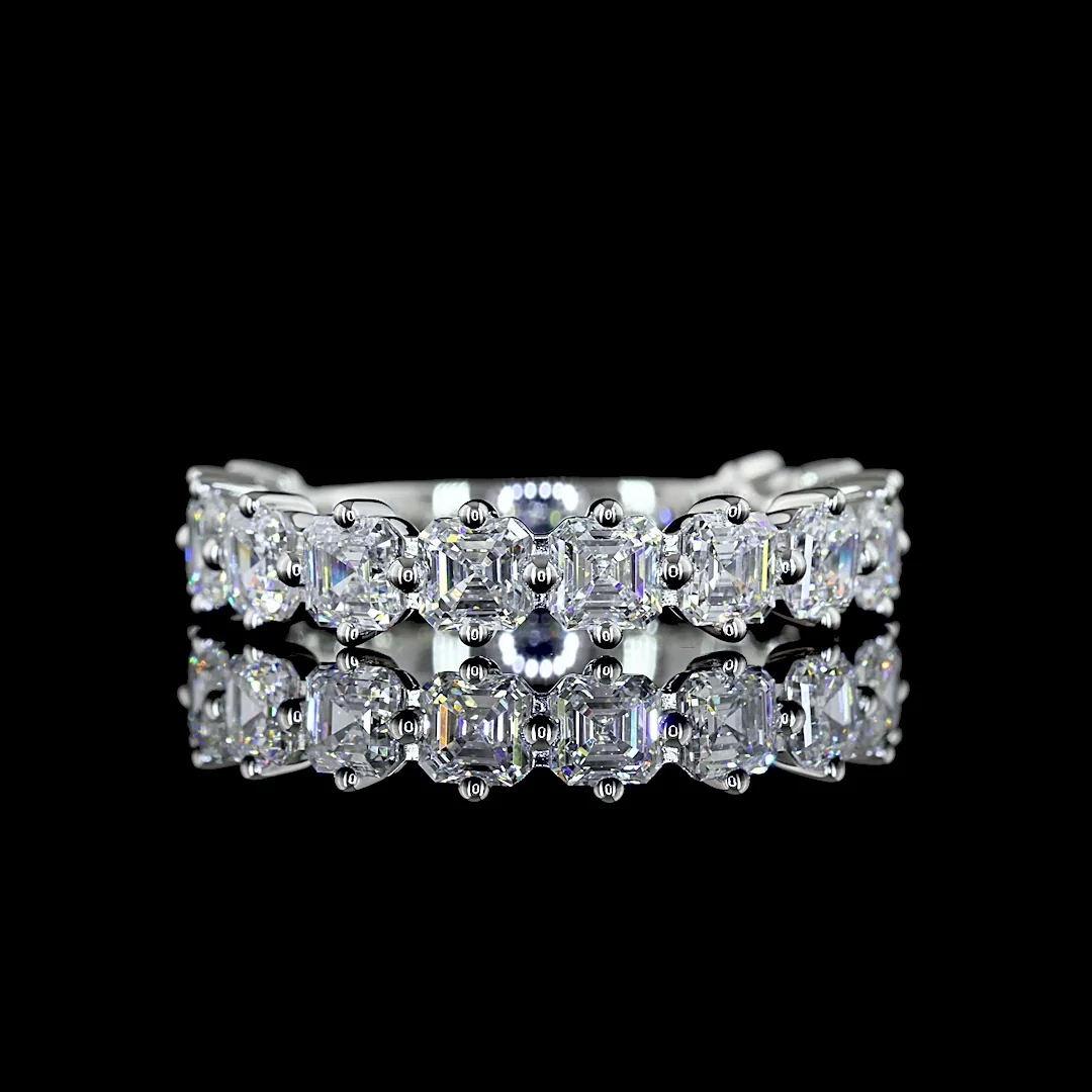 2.03 Cts Platinum Asscher Shape 3/4 Band Eternity Band