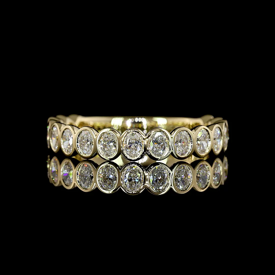 0.89 Cts 14k Yellow Gold Oval Shape 3/4 Band Eternity Band