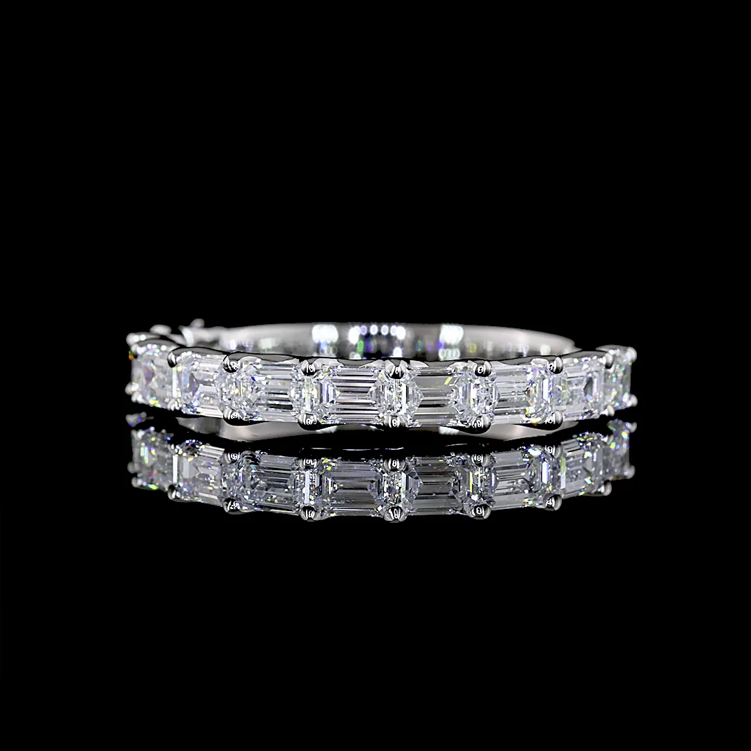 1.13 Cts Platinum Emerald Shape Half Eternity Eternity Band