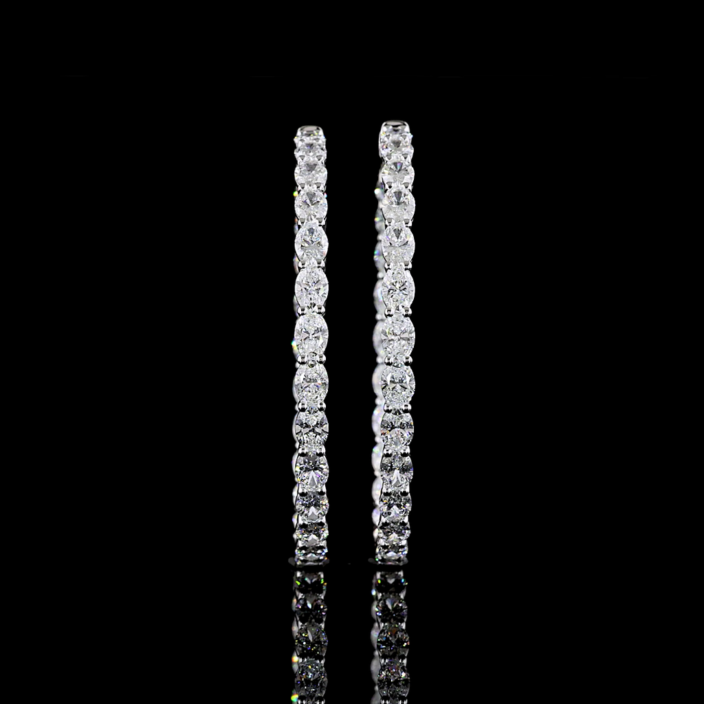 8.79 Cts 14k White Gold Oval Shape Hoops Earring