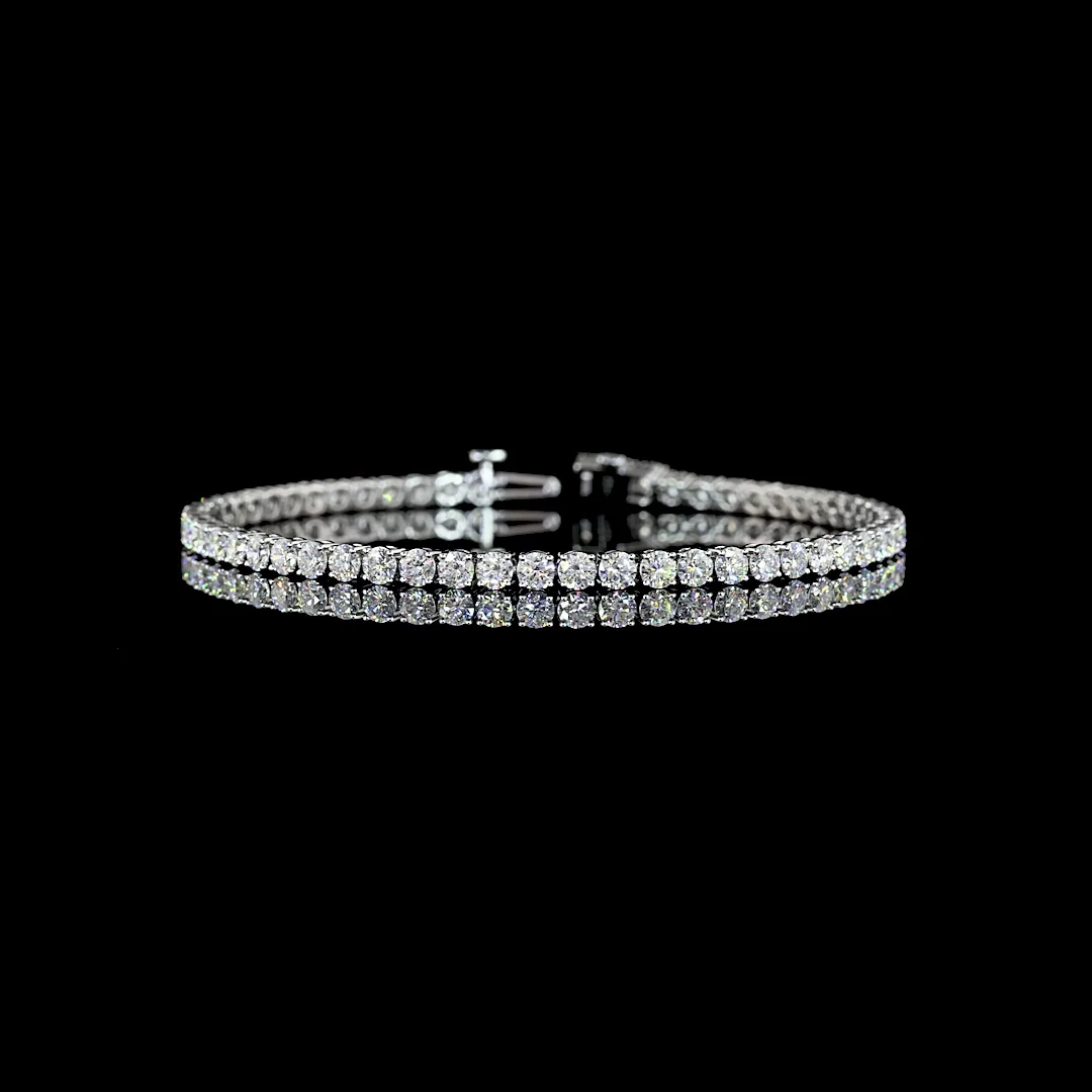 5.26 Cts 14k White Gold - Platinum Round Shape Tennis Bracelet