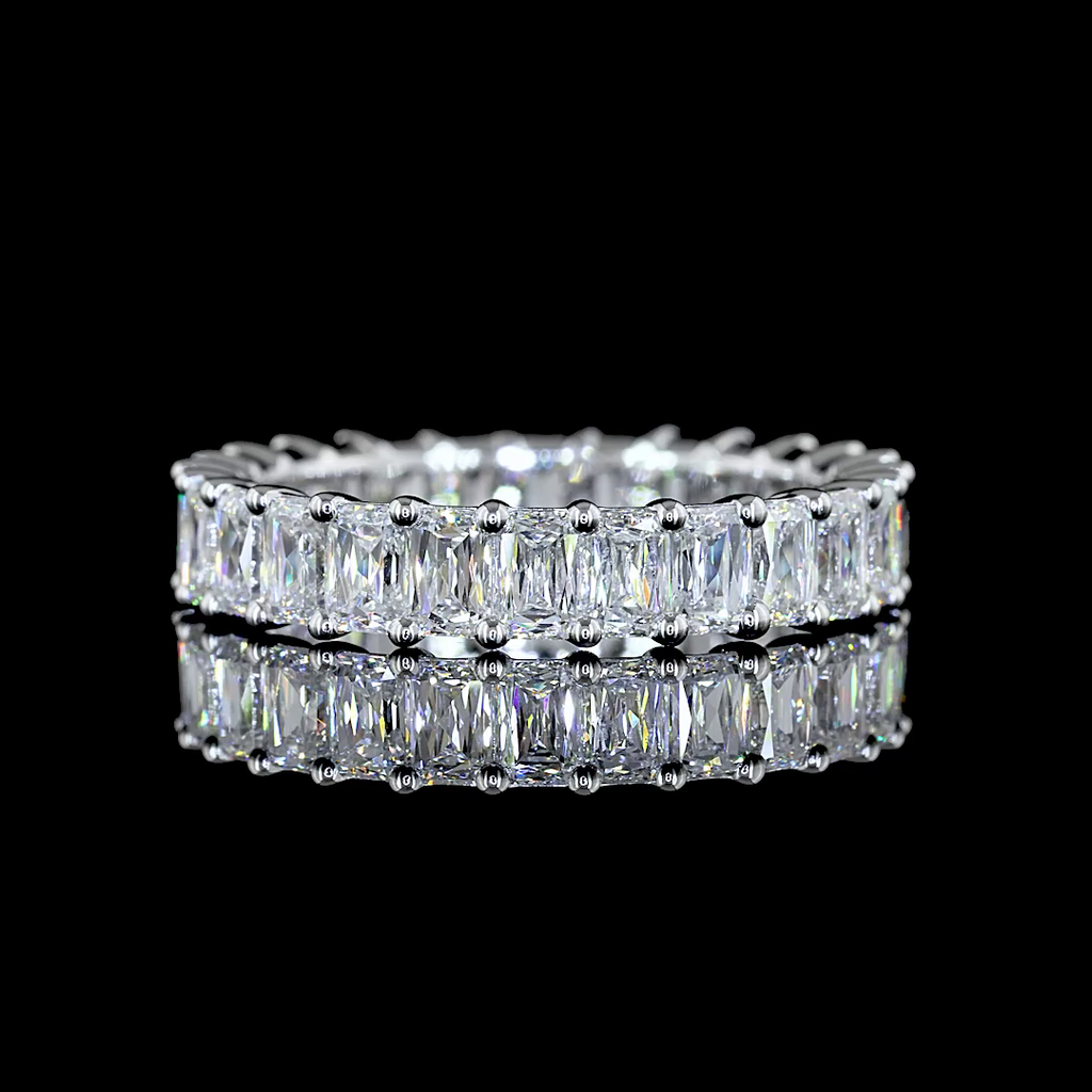 3.39 Cts 14k White Gold Radiant Modified Shape Eternity Band Eternity Band