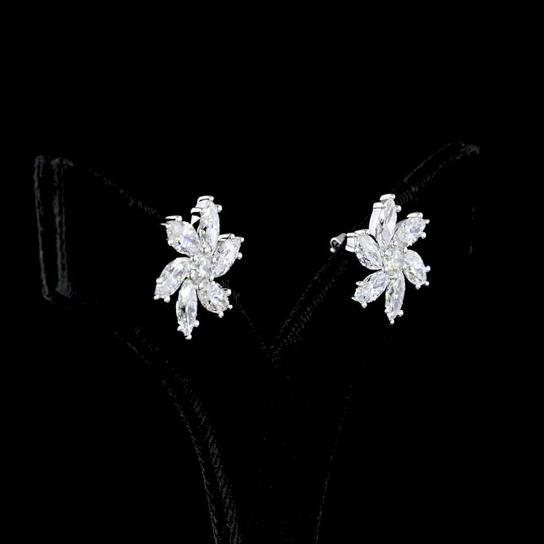 6.13 Cts 14k White Gold Mix Shape Studs Earring