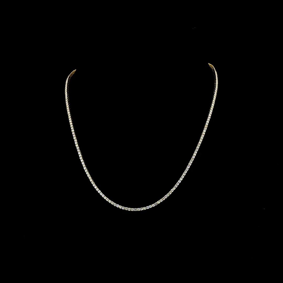 4.47 Cts 14k Yellow Gold Round Shape Tennis Necklace