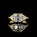 2.58 Cts 14k Yellow Gold Asscher Shape 3 Stones Ring
