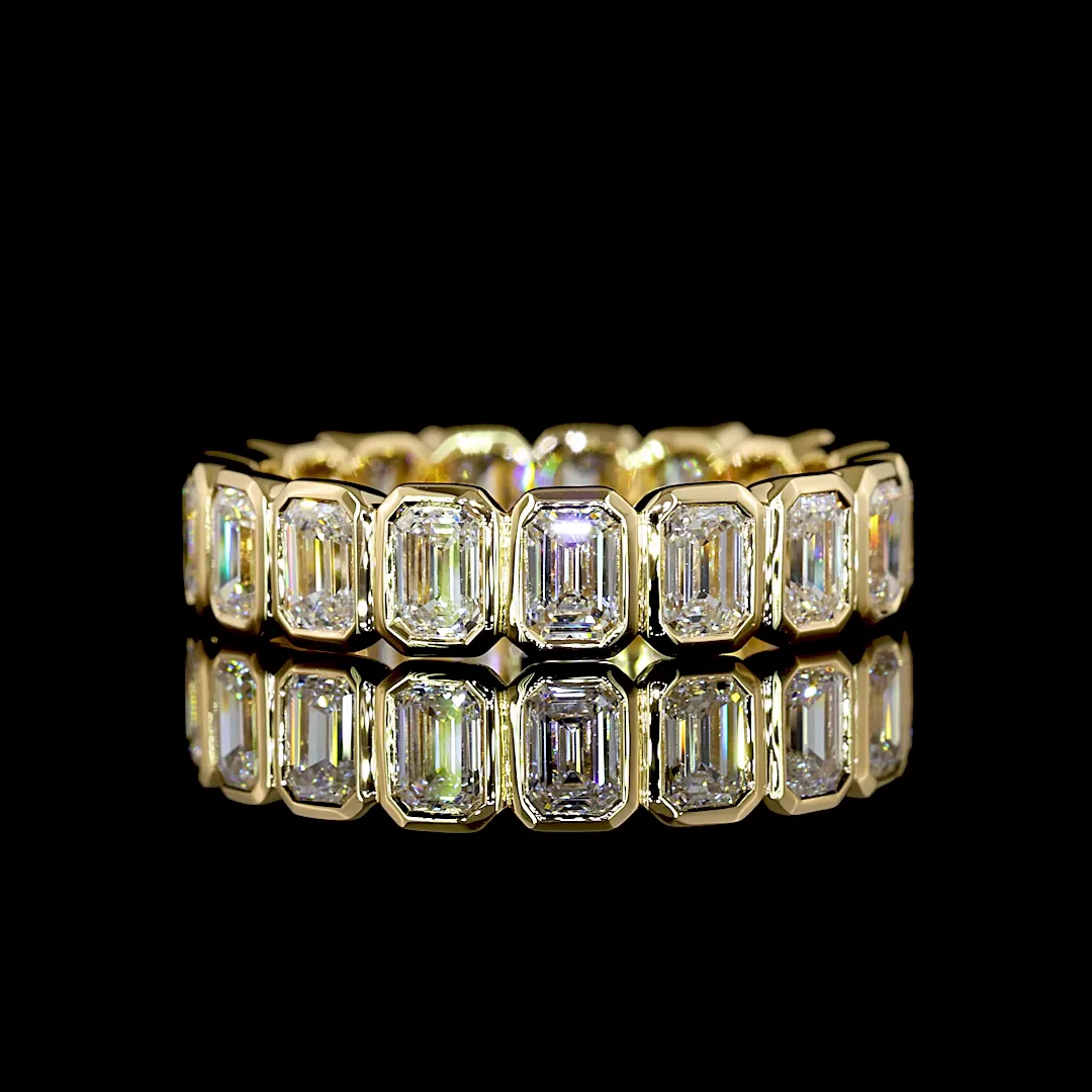 2.54 Cts 18k Yellow Gold Emerald Shape Eternity Band Eternity Band