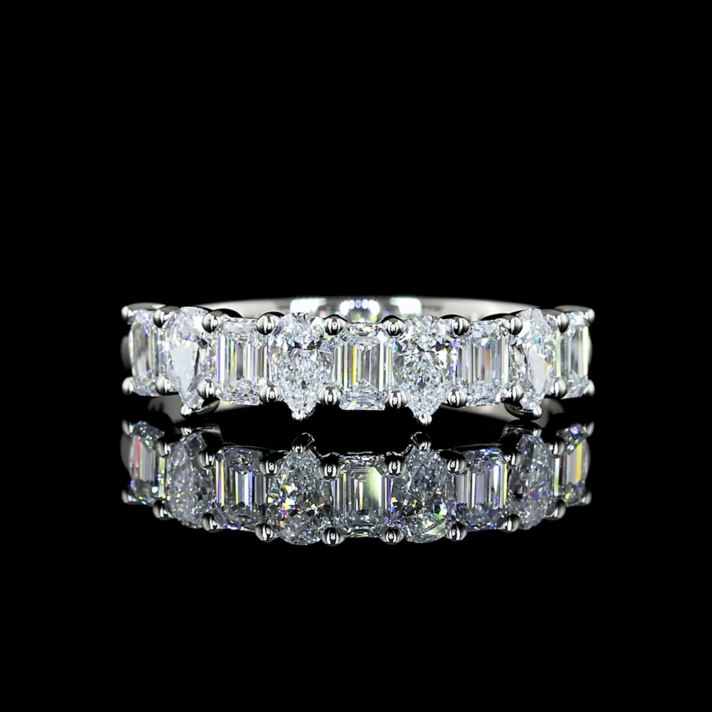 0.94 Cts Platinum Mix Shape 3/4 Band Eternity Band
