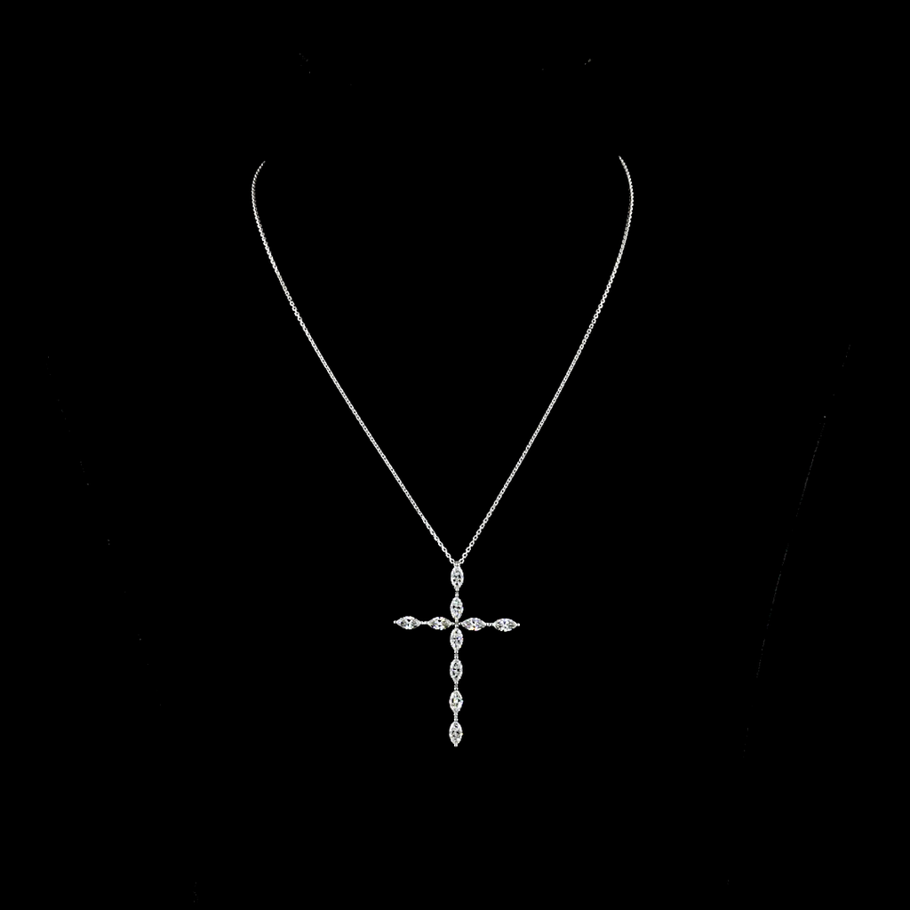 2.03 Cts 14k White Gold Marquise Shape Symbol Pendant