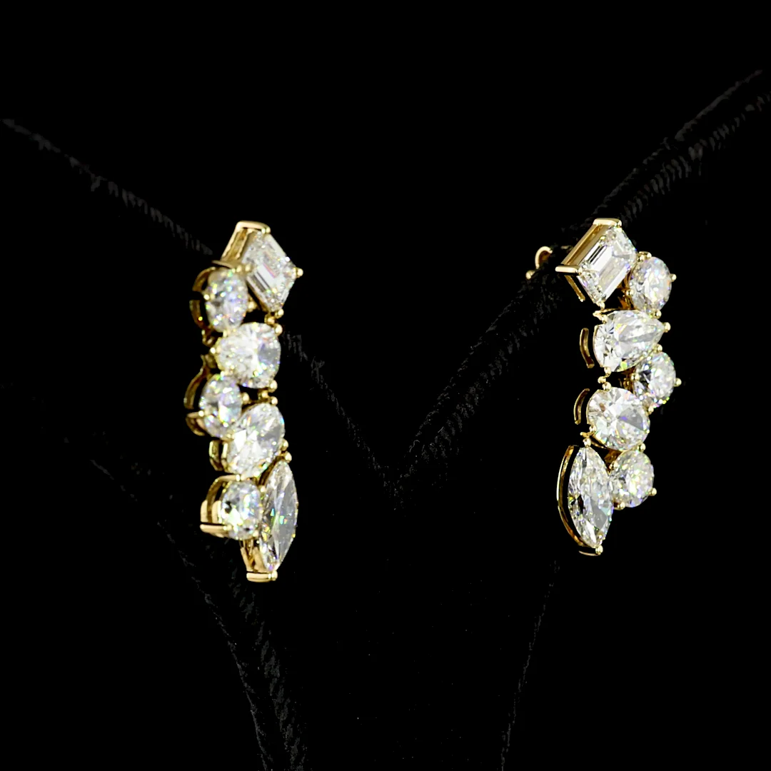 5.88 Cts 14k Yellow Gold Mix Shape Crawler Earring