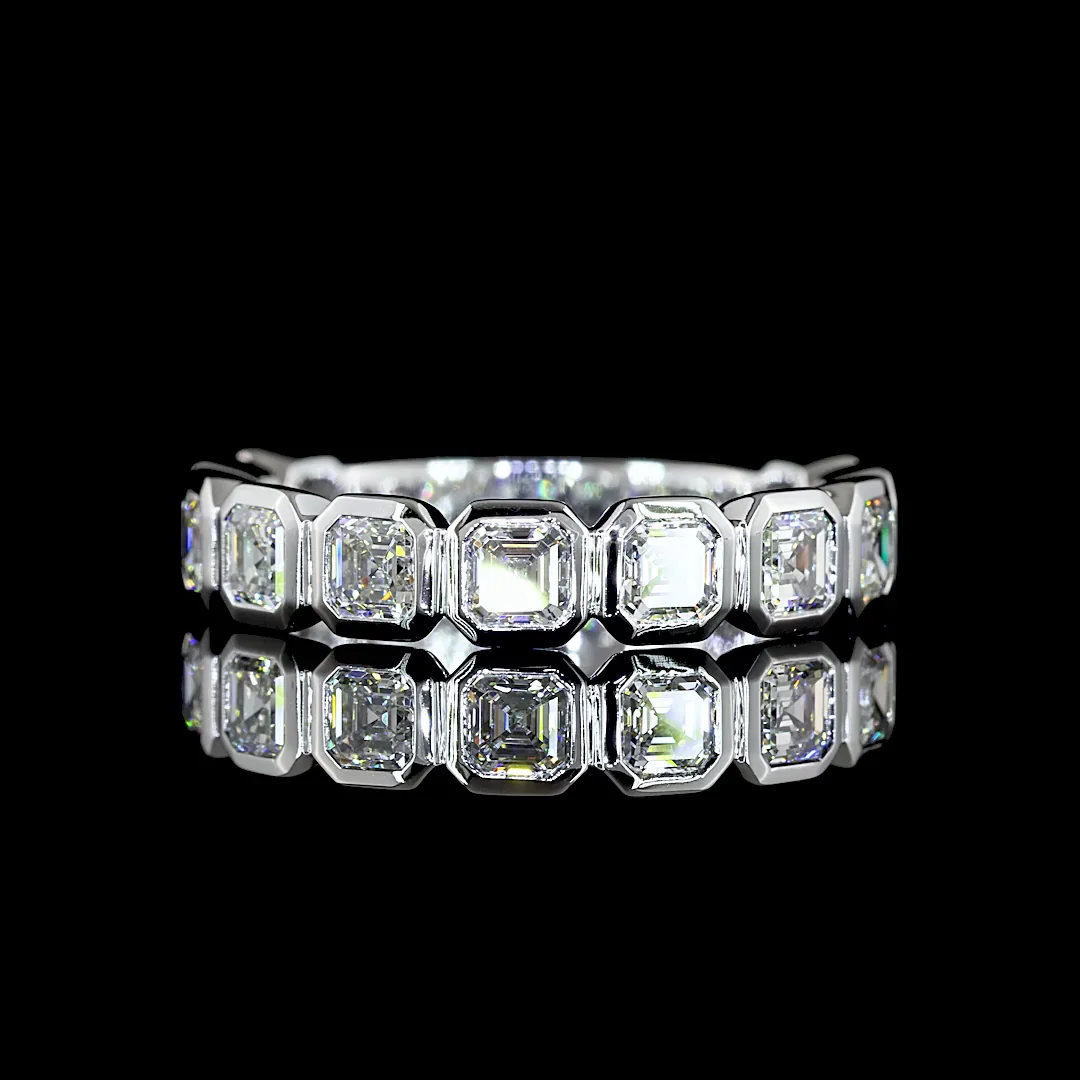 1.83 Cts 14k White Gold Asscher Shape 3/4 Band Eternity Band