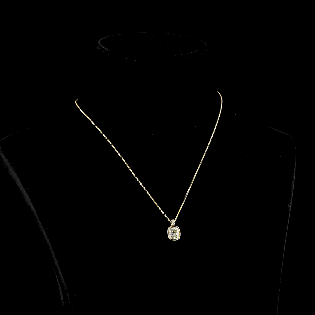 2.36 Cts 14k Yellow Gold Cushion Brilliant Shape Pendant Pendant