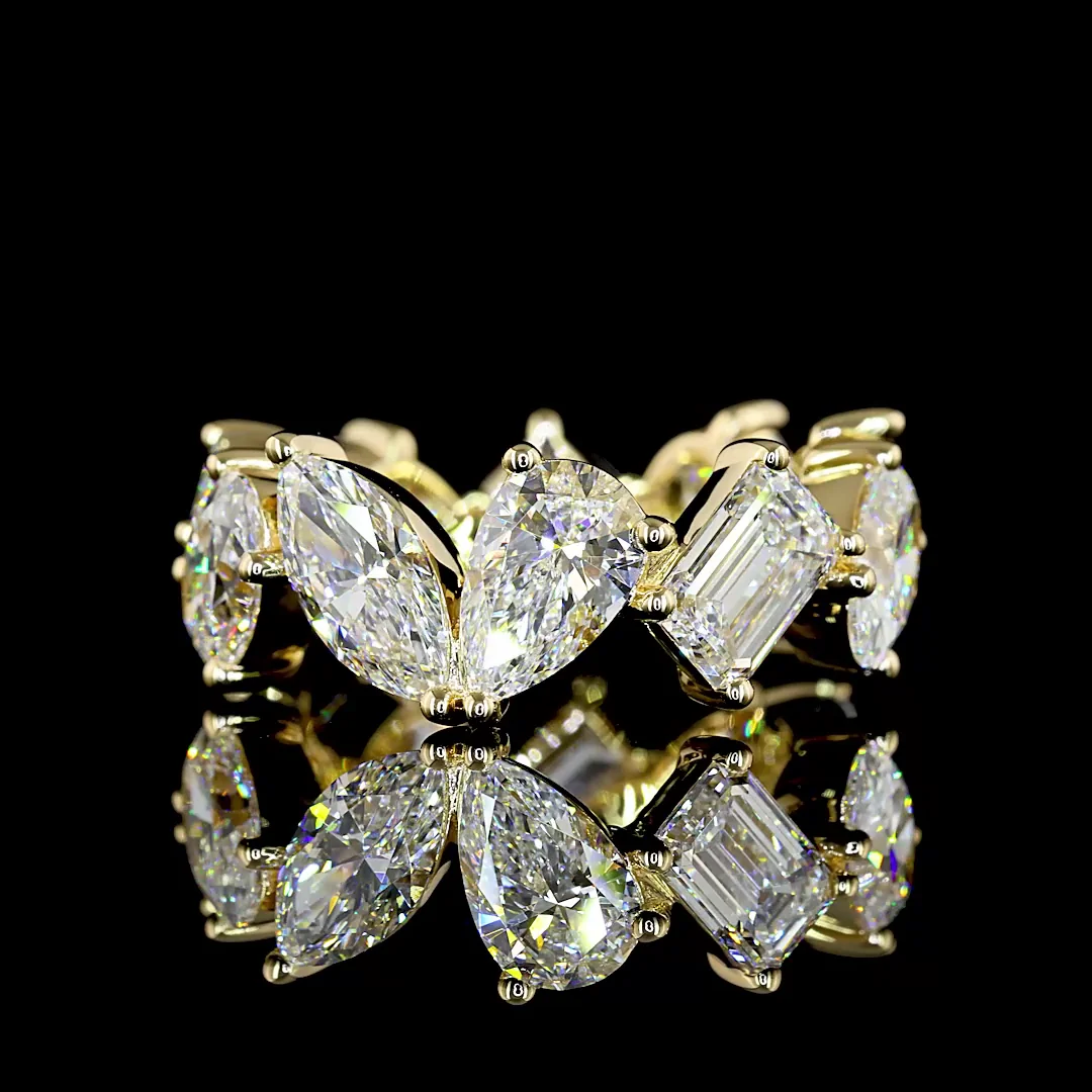 7.03 Cts 14k Yellow Gold Mix Shape Eternity Band Eternity Band