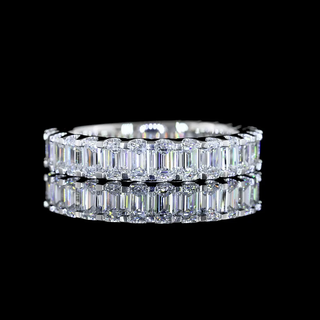 1.91 Cts Platinum Emerald Shape 3/4 Band Eternity Band