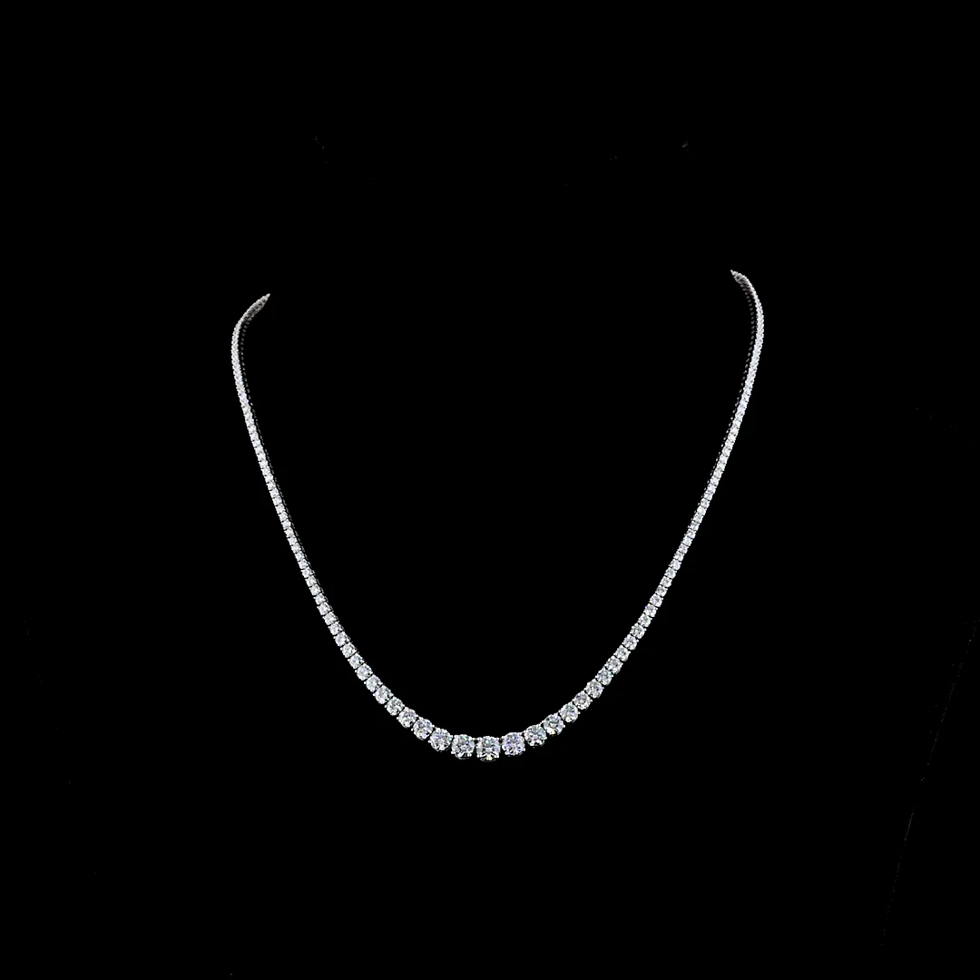 6.95 Cts 14k White Gold Round Shape Riviera Necklace
