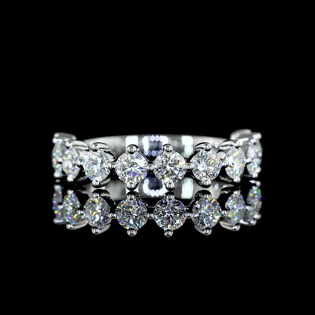 0.89 Cts Platinum Round Shape Half Eternity Eternity Band