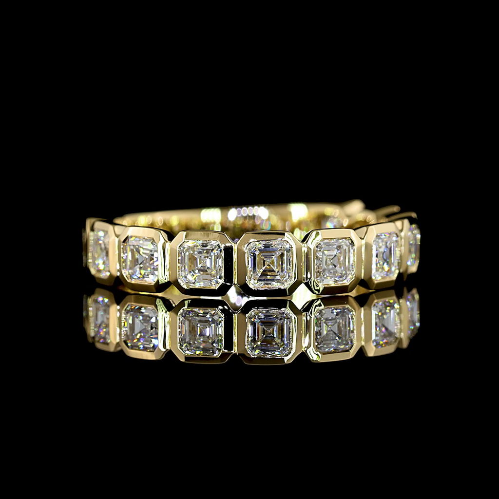 1.07 Cts 14k Yellow Gold Asscher Shape 3/4 Band Eternity Band