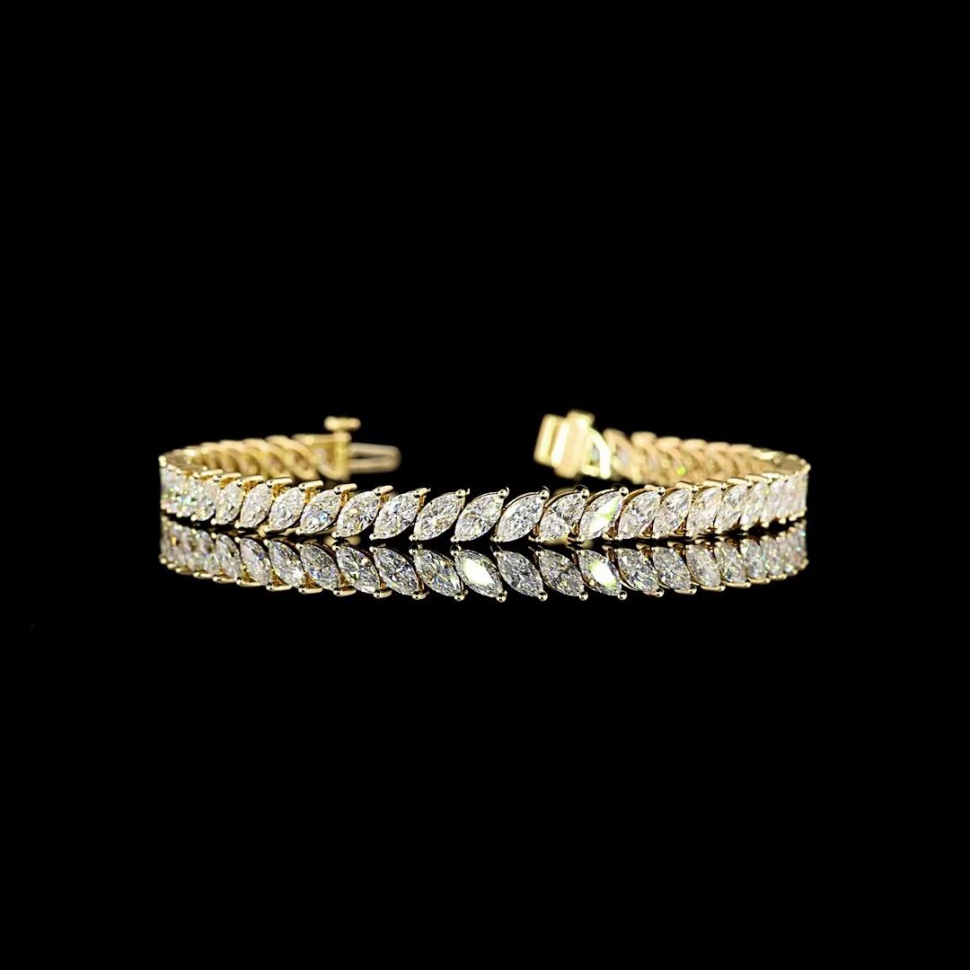 7.61 Cts 14k Yellow Gold Marquise Shape Tennis Bracelet
