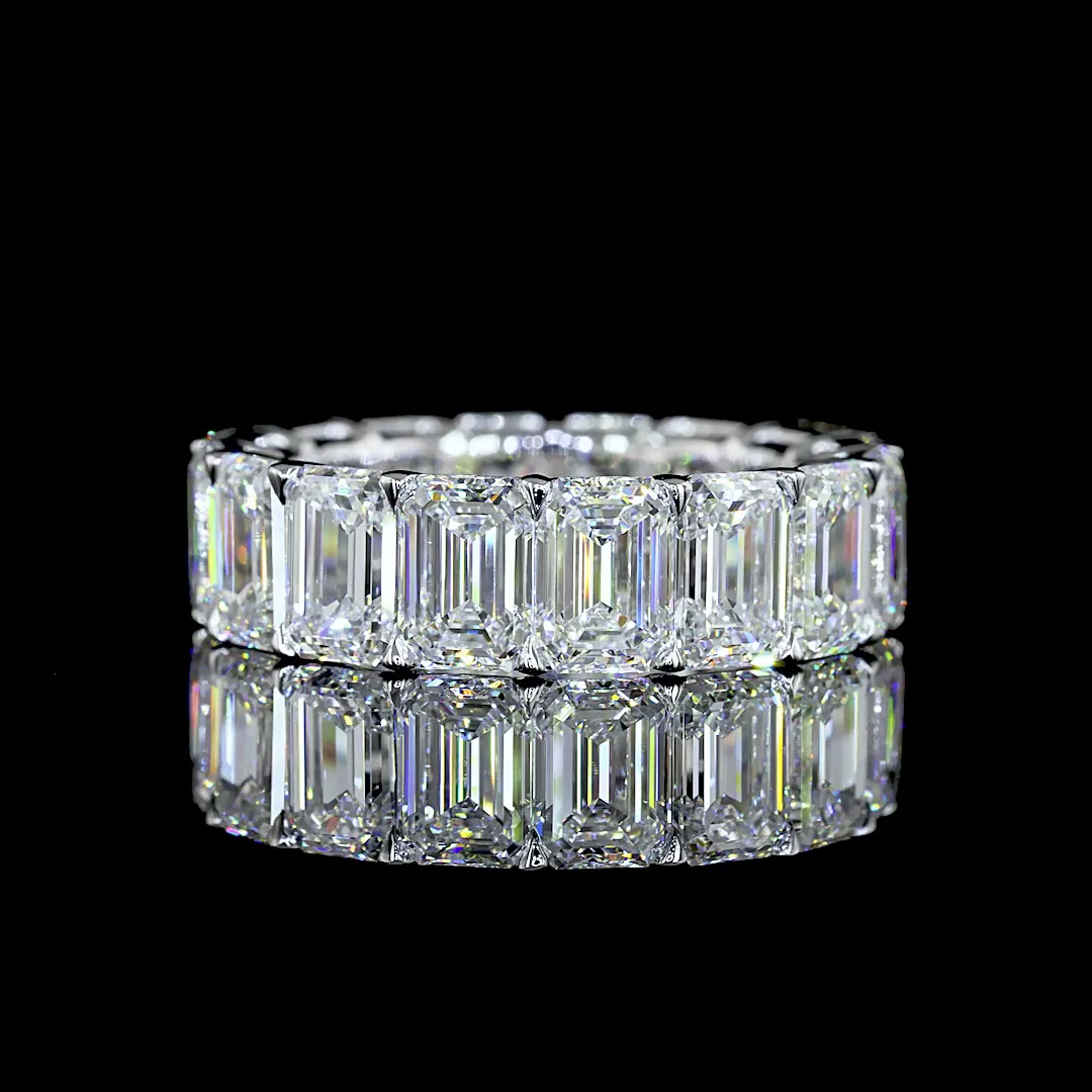11.22 Cts 14k White Gold Emerald Shape Eternity Band Eternity Band