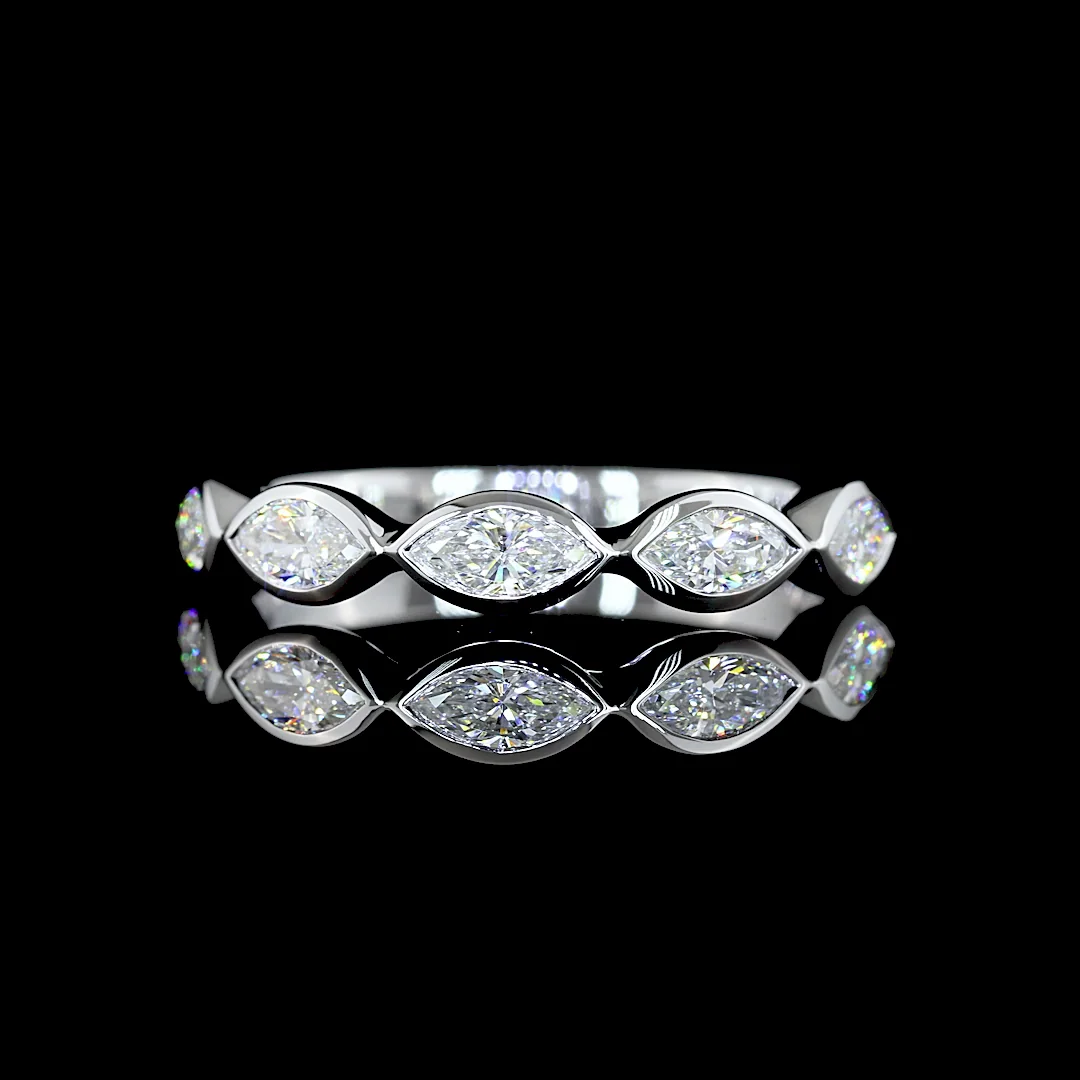 0.59 Cts 14k White Gold Marquise Shape 5 Stones Eternity Band
