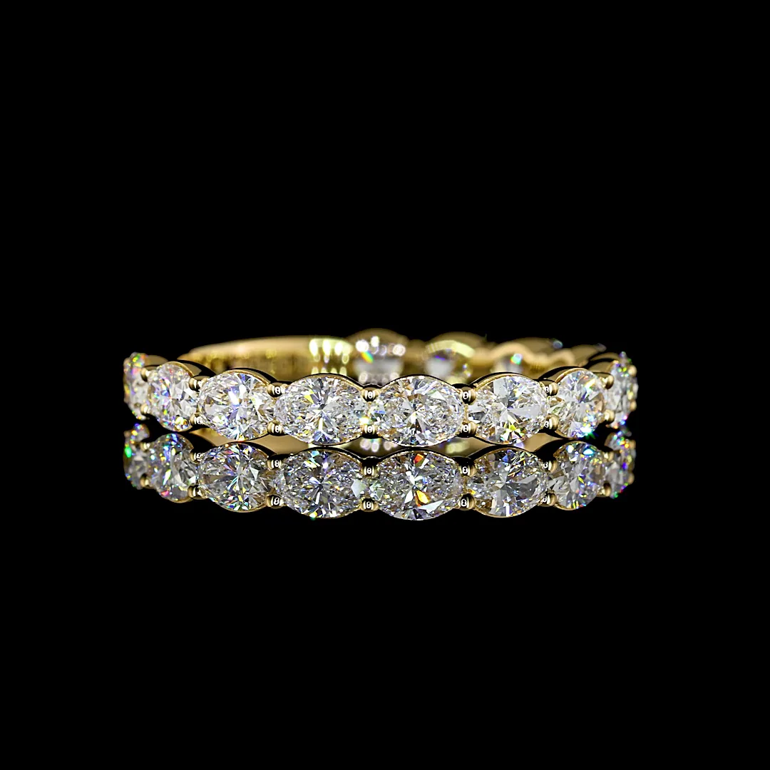 1.12 Cts 18k Yellow Gold Oval Shape 3/4 Band Eternity Band