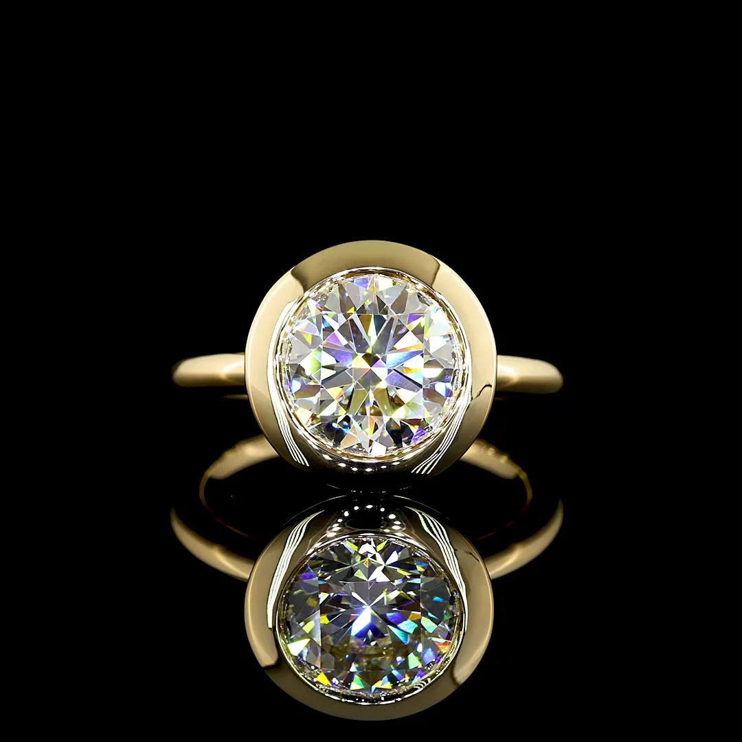 3.61 Cts 14k Yellow Gold Round Shape Hidden Halo Ring