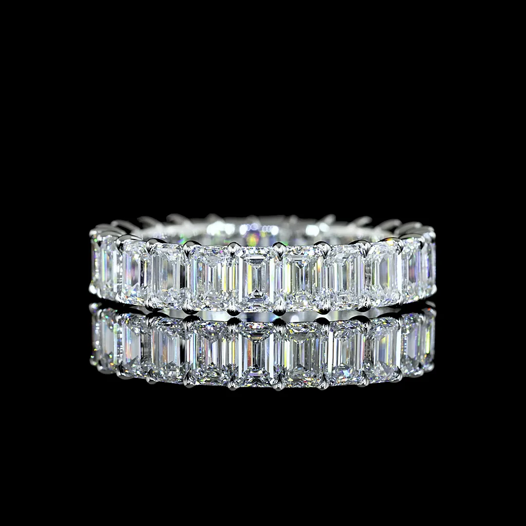 5.15 Cts Platinum Emerald Shape Eternity Band Eternity Band
