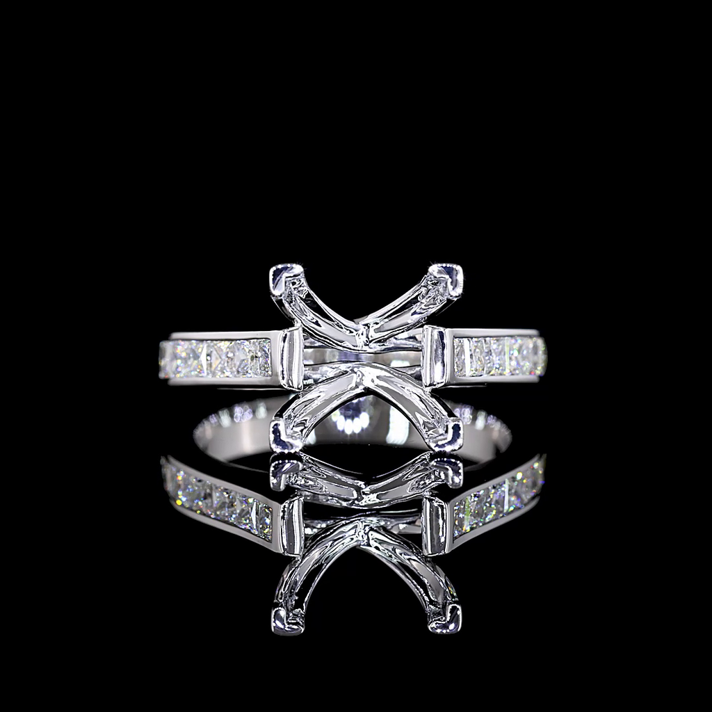 0.7 Cts 14k White Gold Shape Solitaire Diamond Shank Ring