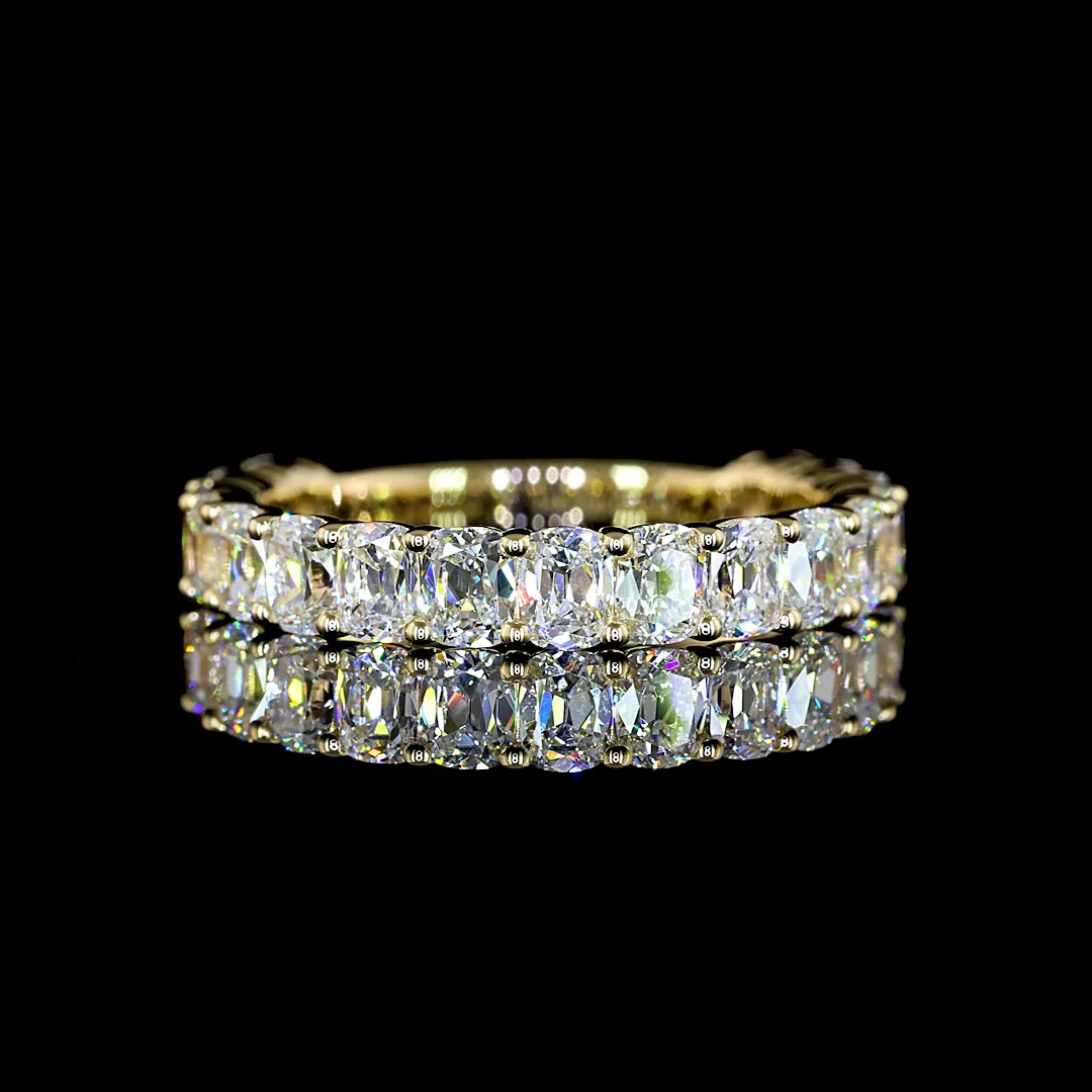 1.85 Cts 14k Yellow Gold Antique Cushion Shape 3/4 Band Eternity Band