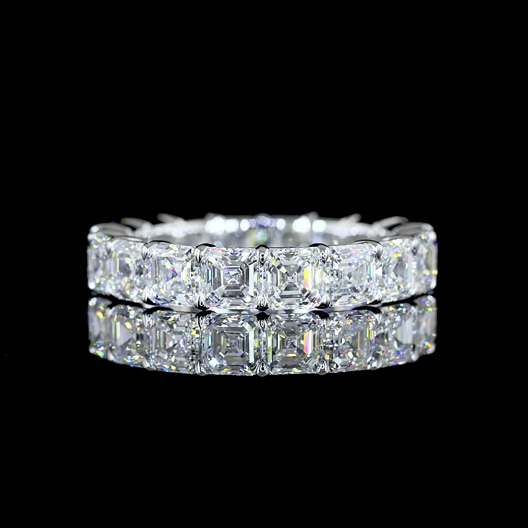 5.89 Cts 14k White Gold Asscher Shape Eternity Band Eternity Band