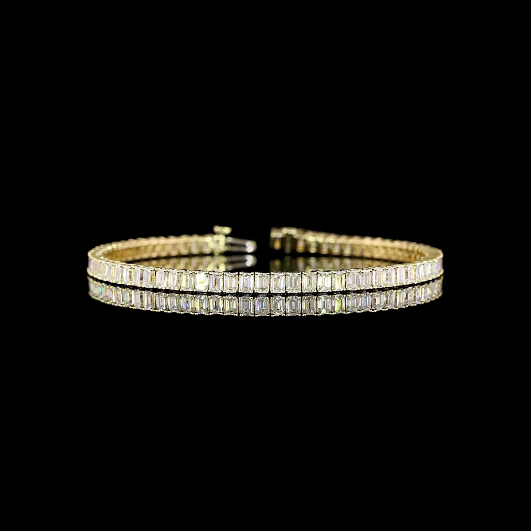 7.45 Cts 14k Yellow Gold Emerald Shape Tennis Bracelet