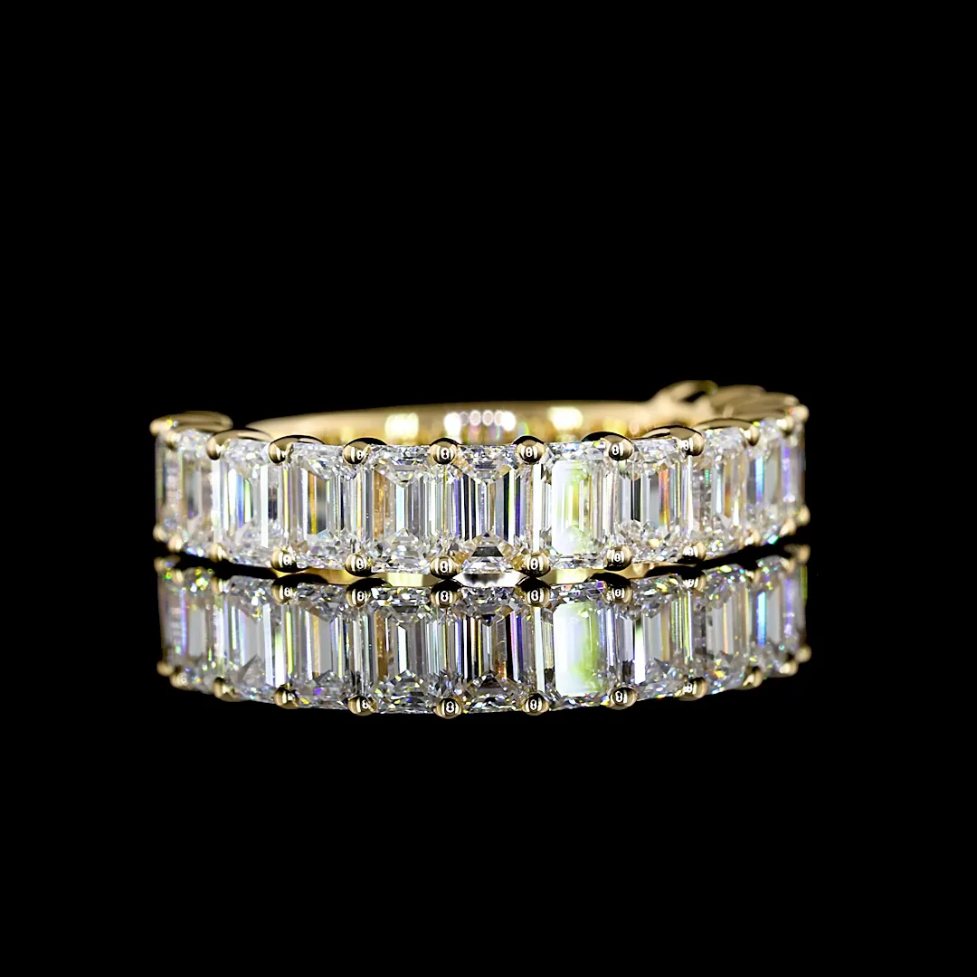 1.7 Cts 18k Yellow Gold Emerald Shape 3/4 Band Eternity Band
