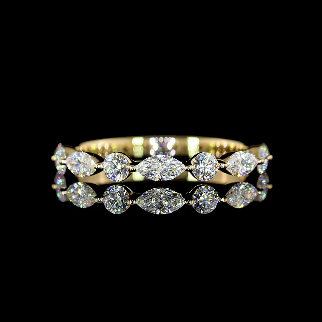 0.82 Cts 14k Yellow Gold Mix Shape 3/4 Band Eternity Band