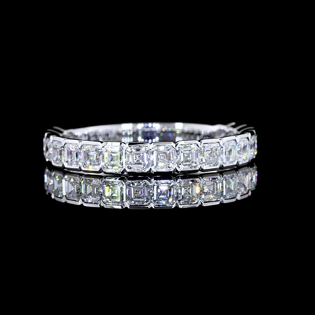 1.45 Cts 14k White Gold Asscher Shape 3/4 Band Eternity Band