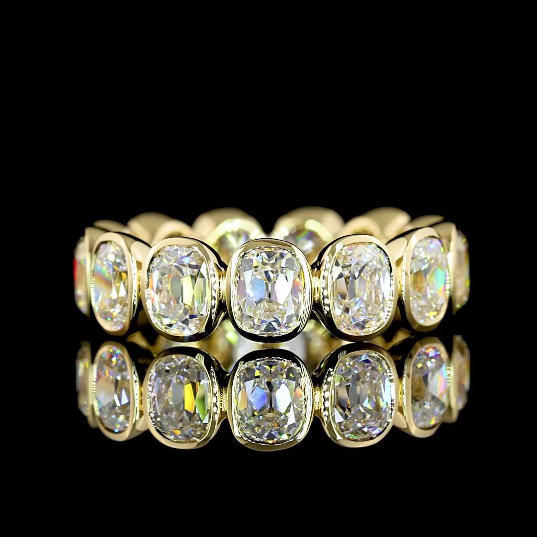 4.69 Cts 14k Yellow Gold Antique Cushion Shape Eternity Band Eternity Band