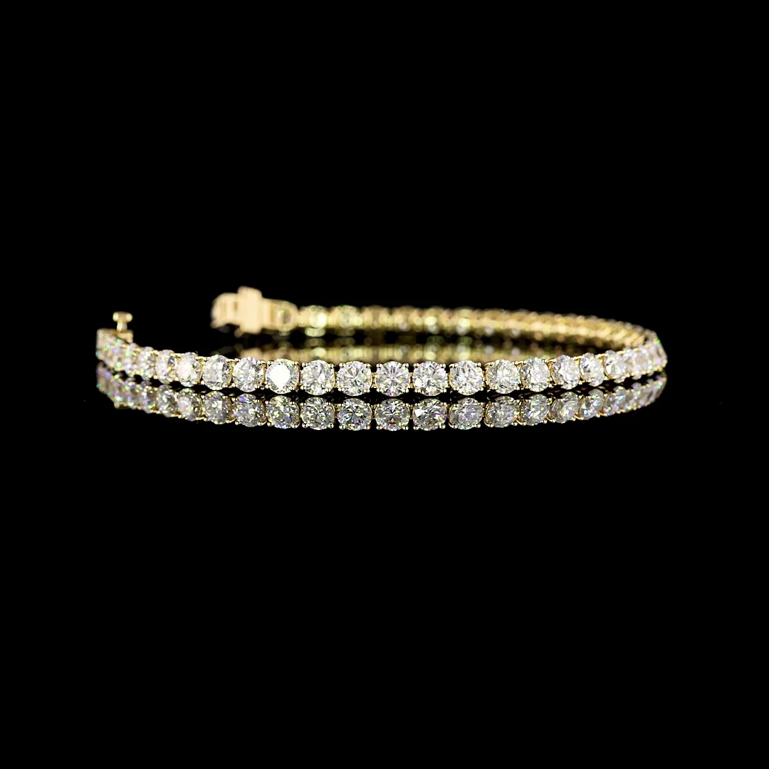 8.06 Cts 14k Yellow Gold Round Shape Tennis Bracelet