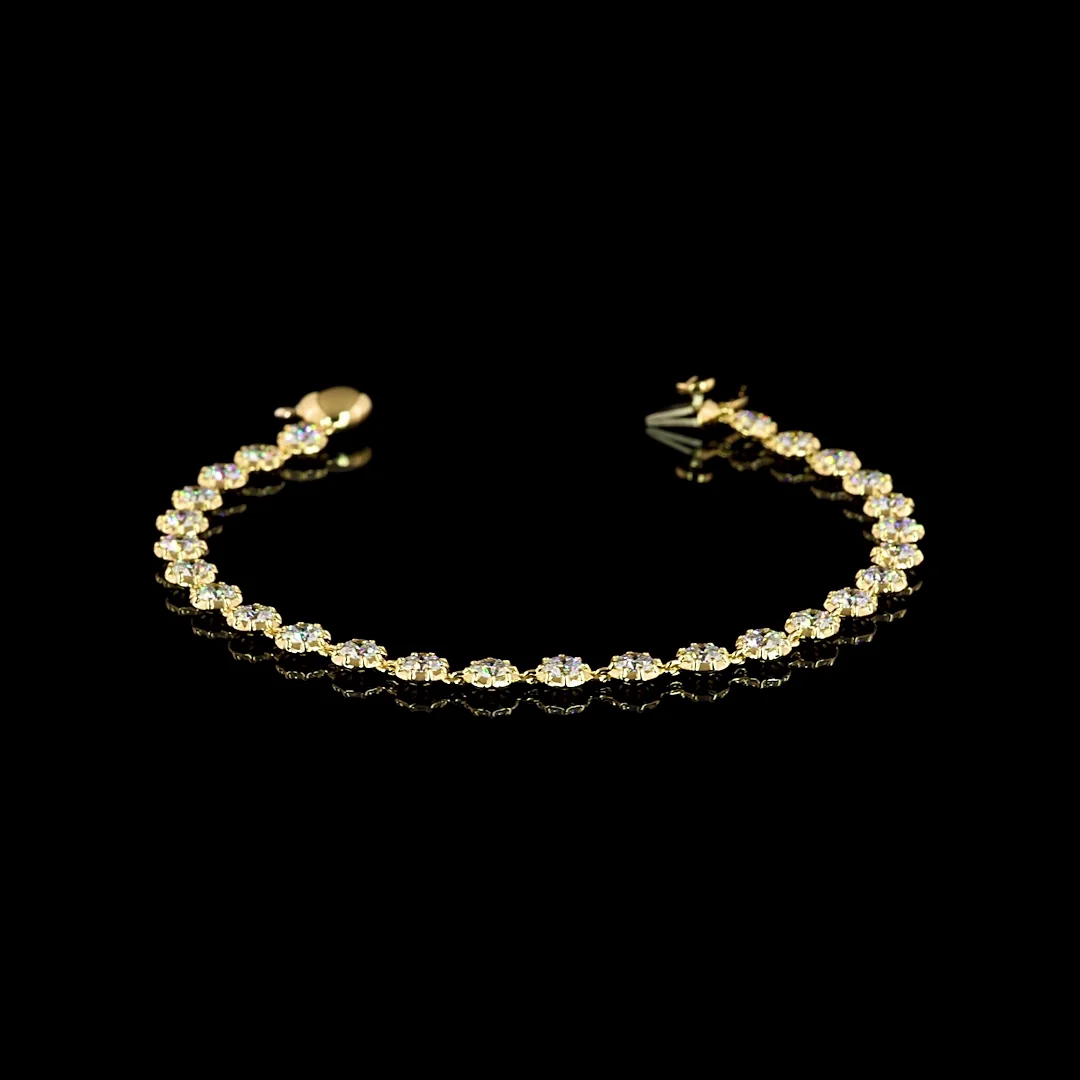 3.9 Cts 18k Yellow Gold Round Shape Tennis Bracelet