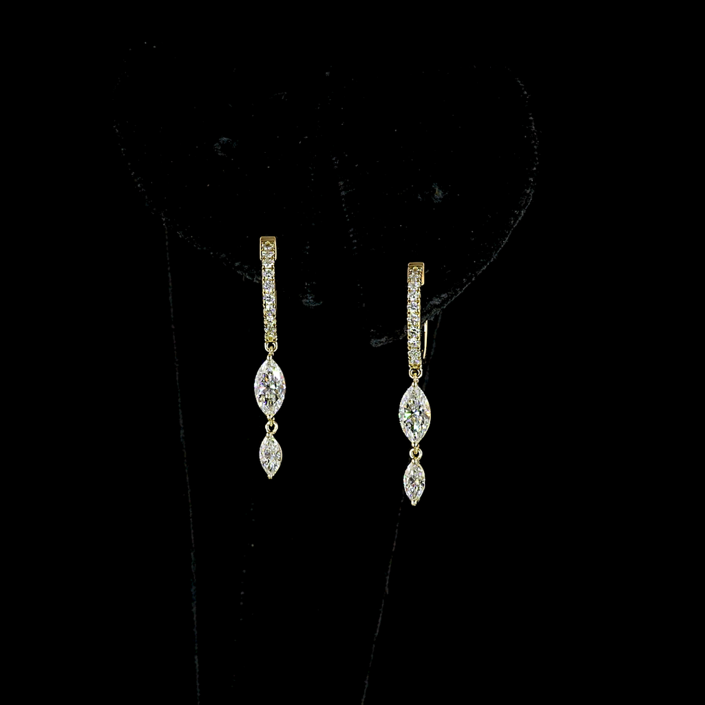 1.04 Cts 14k Yellow Gold Round Shape Hanging Earring