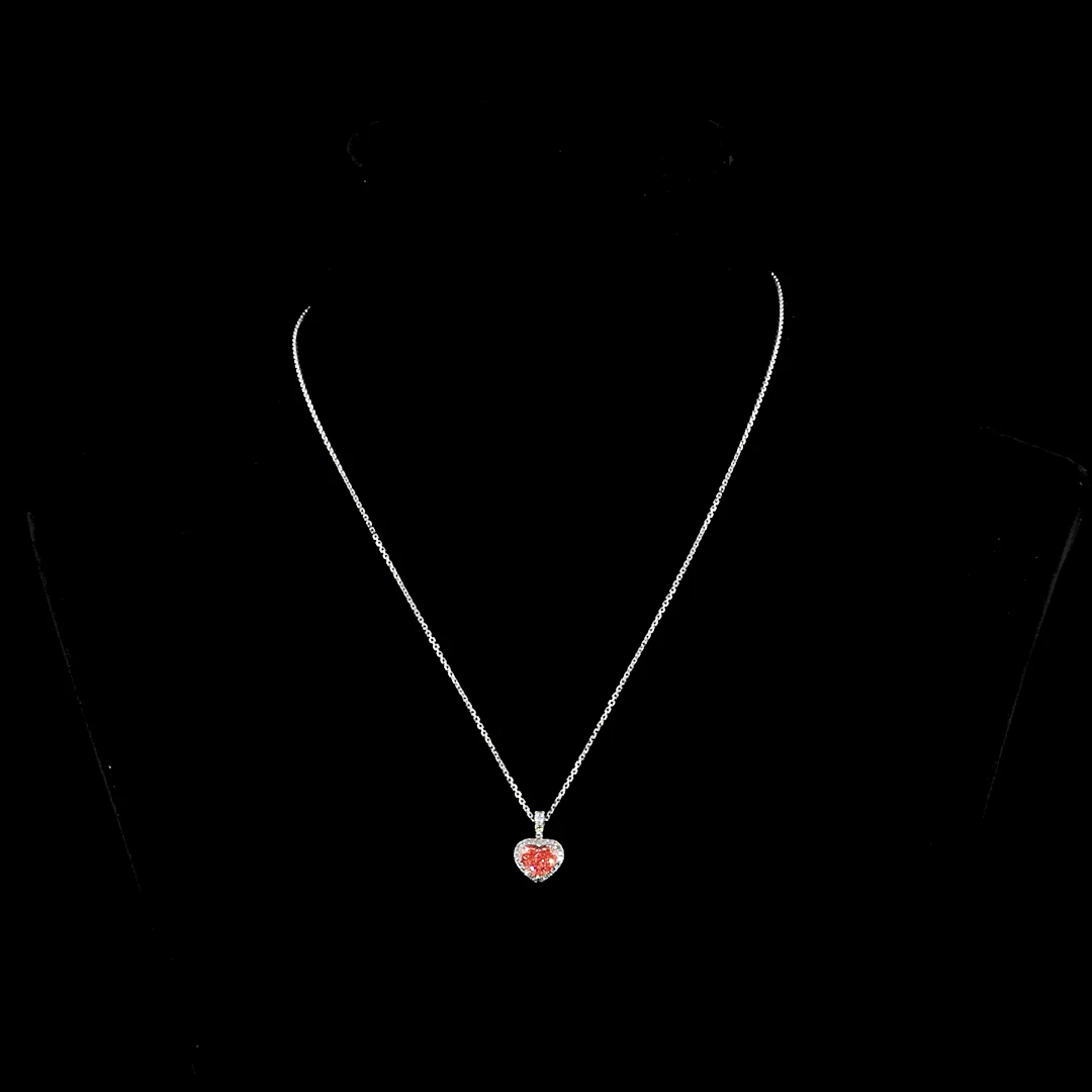 1.58 Cts 14k White Gold Heart Shape Halo Pendant