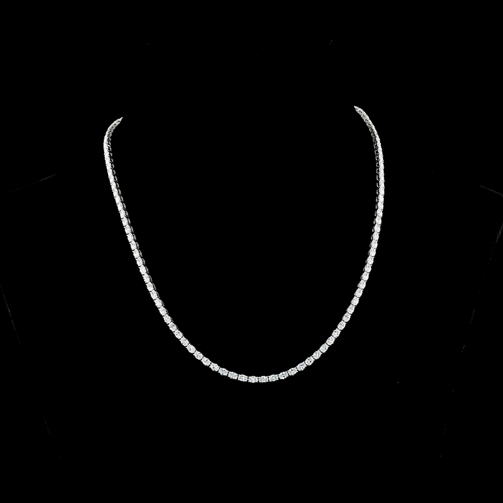 9.15 Cts 14k White Gold Oval Shape Tennis Necklace