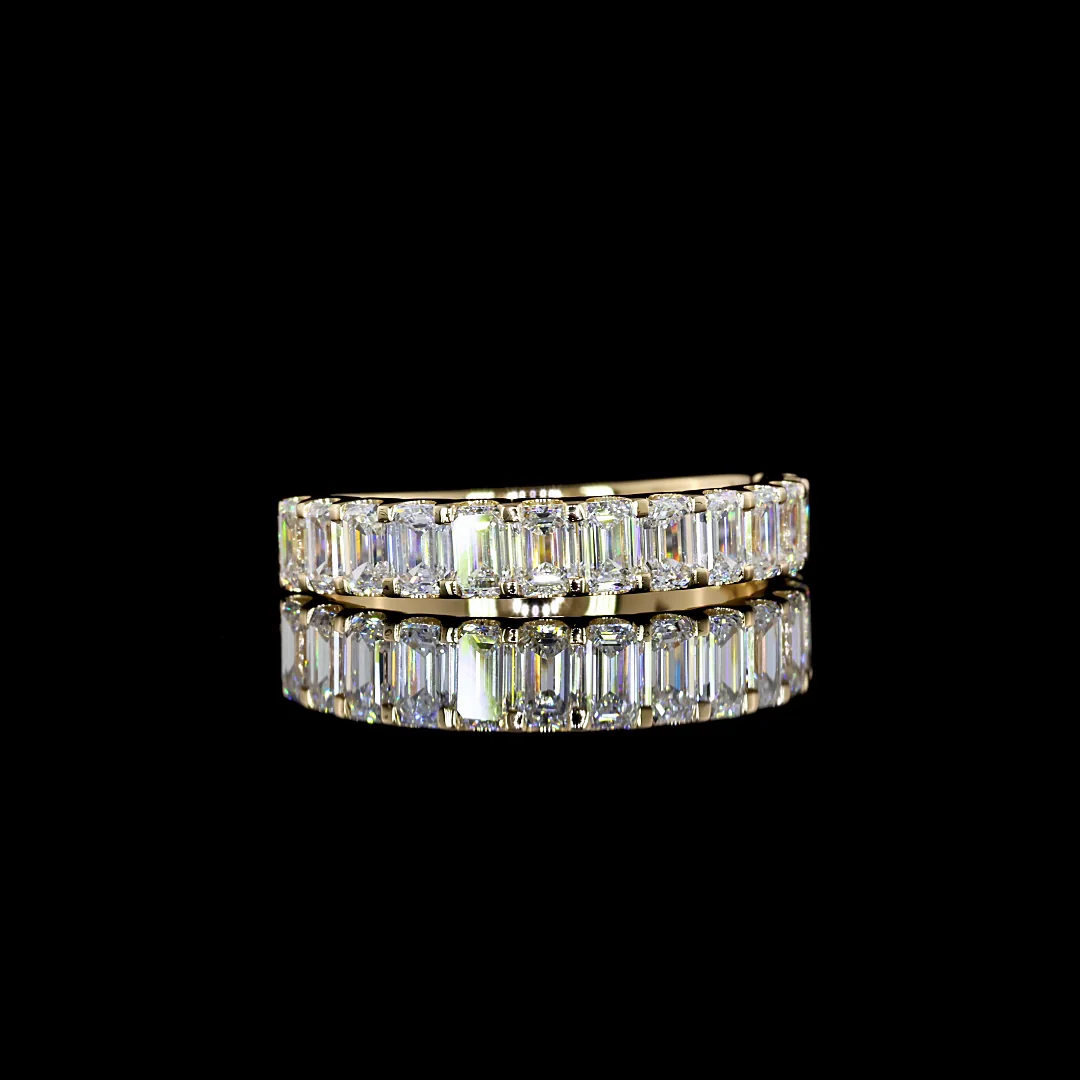 1.3 Cts 18k Yellow Gold Emerald Shape Half Eternity Eternity Band