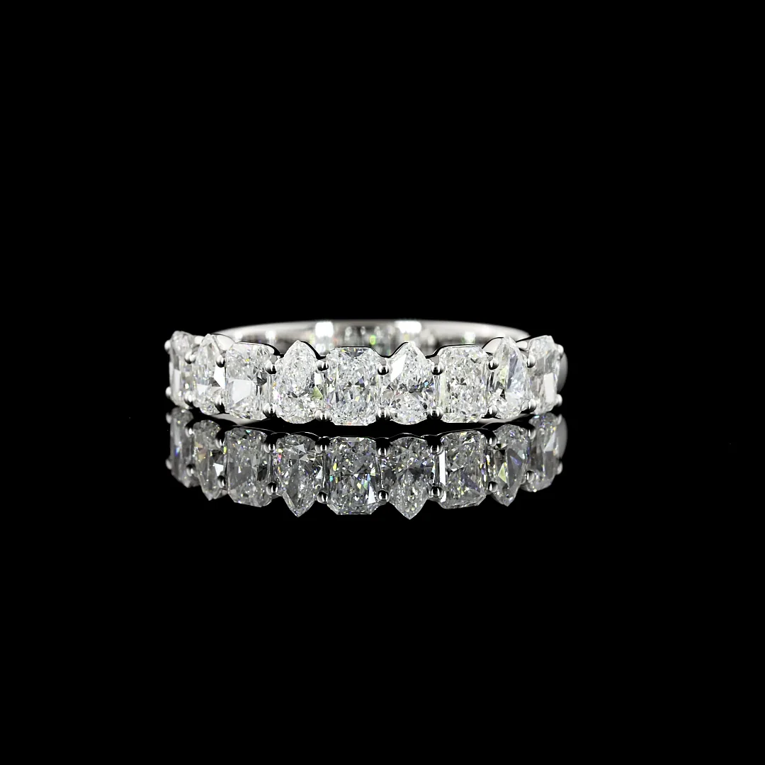 0.97 Cts 14k White Gold Mix Shape Half Eternity Eternity Band