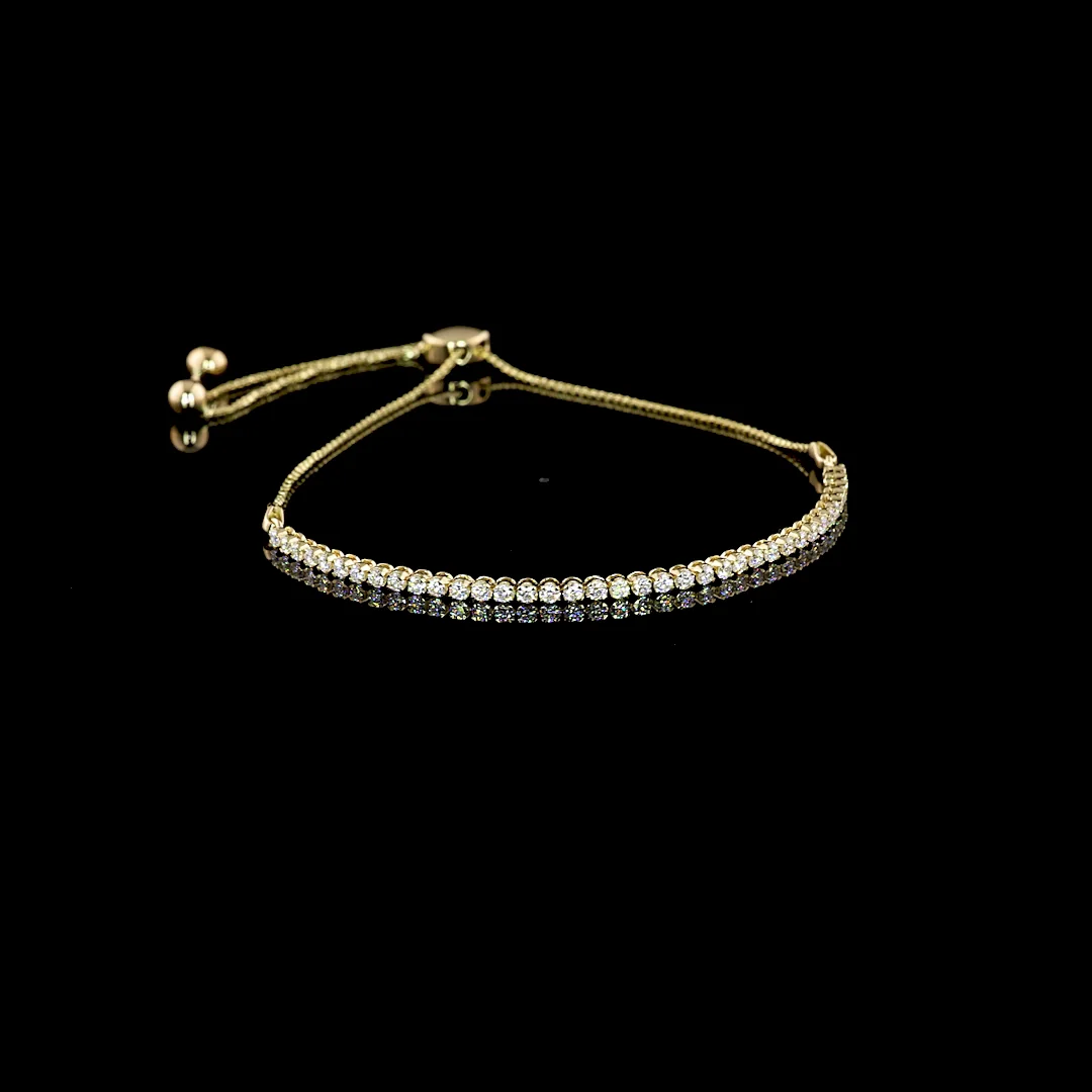 0.98 Cts 14k Yellow Gold Round Shape Tennis Bracelet
