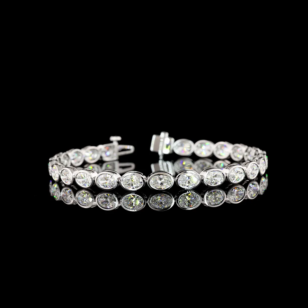 10.28 Cts 14k White Gold Oval Shape Tennis Bracelet