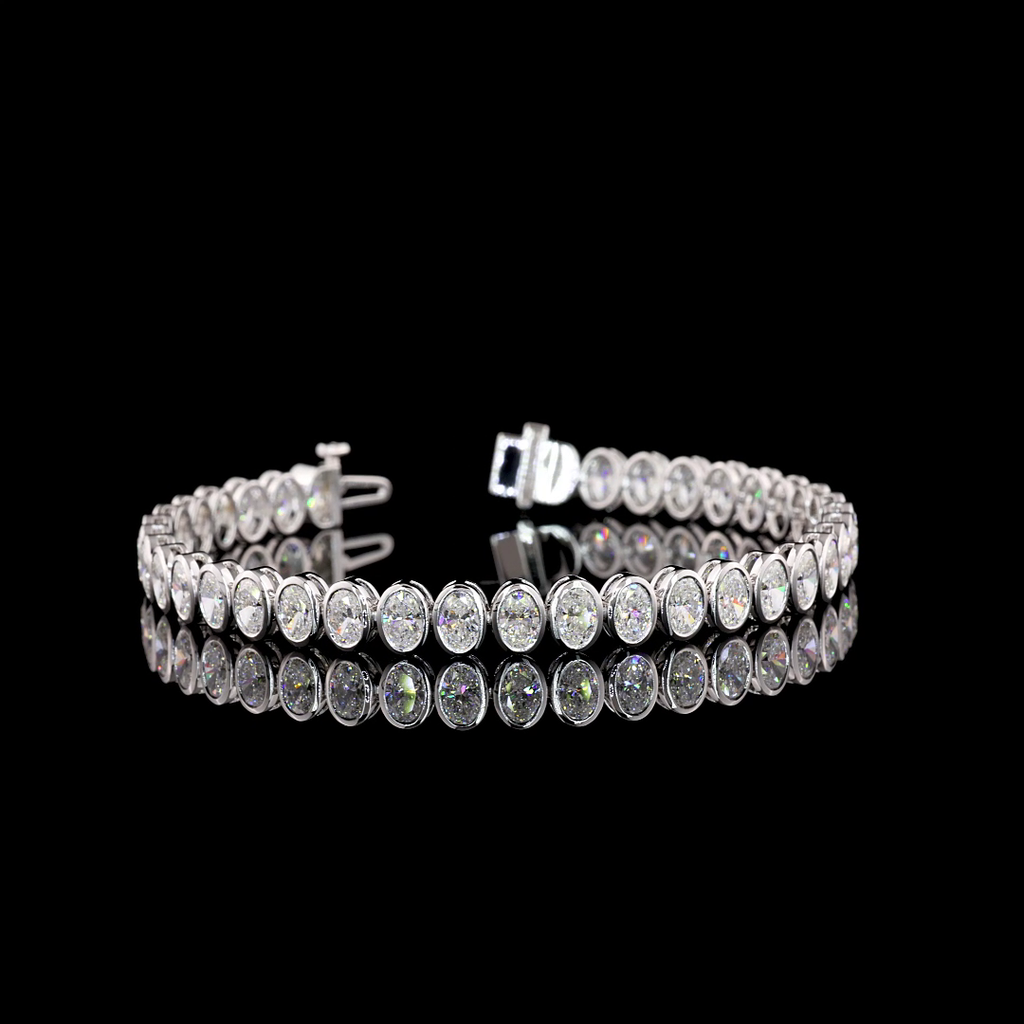 10.23 Cts 14k White Gold Oval Shape Tennis Bracelet