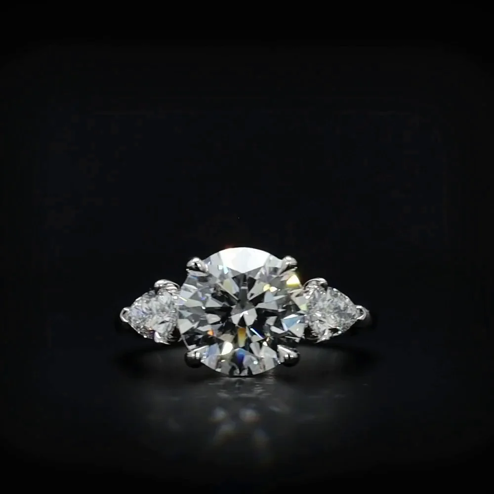 1.86 Cts 14k White Gold Round Shape 3 Stones Ring