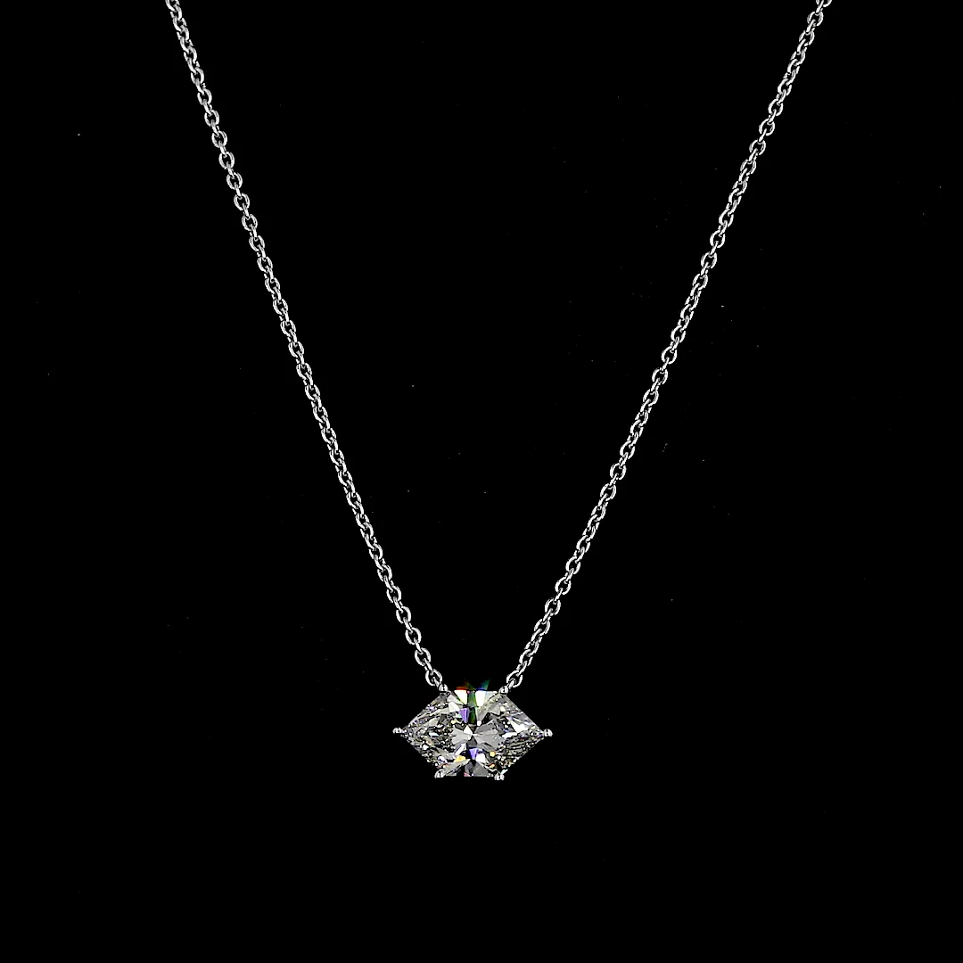1.57 Cts 14k White Gold Antique Marquise Shape Solitaire Pendant