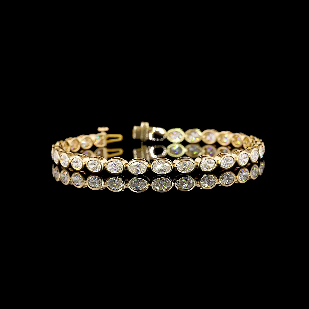 7.3 Cts 14k Yellow Gold Oval Shape Tennis Bracelet