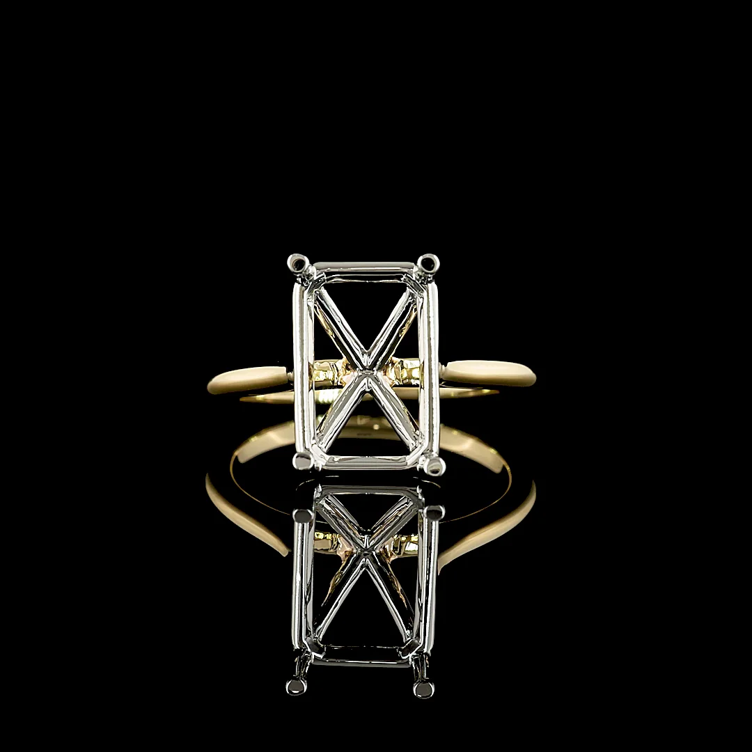 0 Cts 14k Yellow Gold - Platinum Shape Solitaire Ring