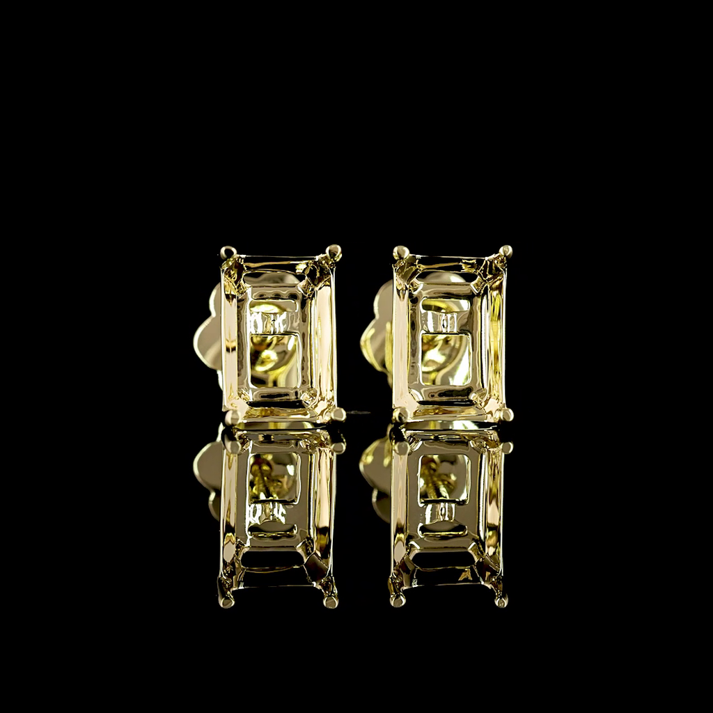 2.5 Cts 14k Yellow Gold Emerald Shape Studs Earring