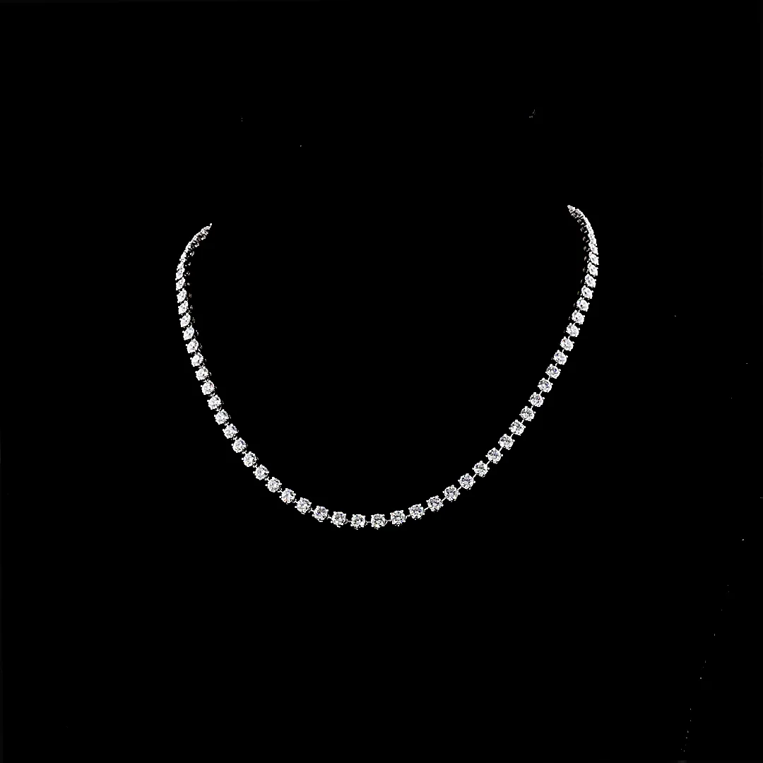 11.24 Cts Platinum Round Shape Station Necklace